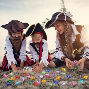 Kolorowe KAMIENIE Dekoracyjne do ZABAWY DZIECI do OGRODU PIRACKIE 100 SKARB - miniatura 3