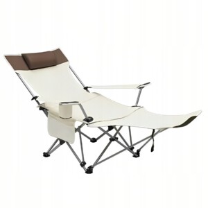 LEŻAK OGRODOWY TURYSTYCZNY PLAŻOWY SKŁADANY POKROWIEC CZARNY FOTEL PODNÓŻEK - miniatura 13