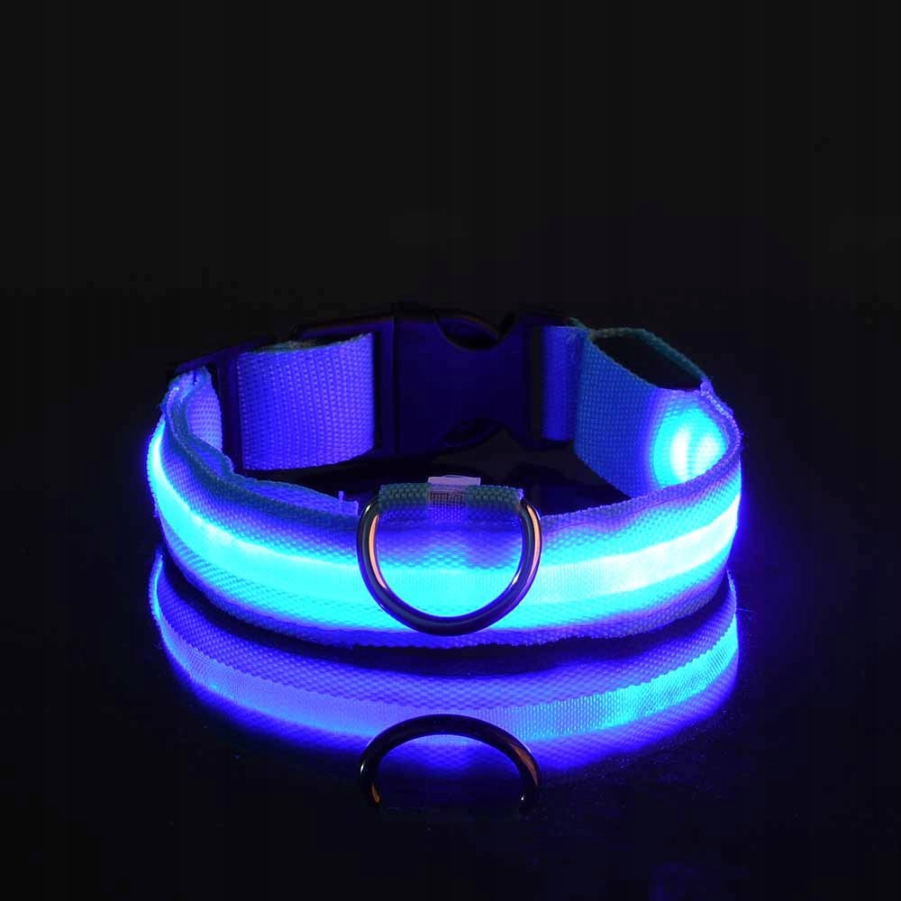 Obroża dla zwierząt PSÓW LED Wodoszczelna na USB Kabel NIEBIESKA XL 52-60cm - zdjęcie 2