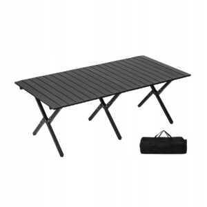 Stół OGRODOWY 120x90cm DUŻY ODPORNY Kempingowy TORBA MOCNY STABILNY CZARNY