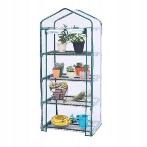 MINI SZKLARNIA OGRODOWA METAL BALKONOWA PIONOWA NA BALKON 4 POZIOMY FOLIAK