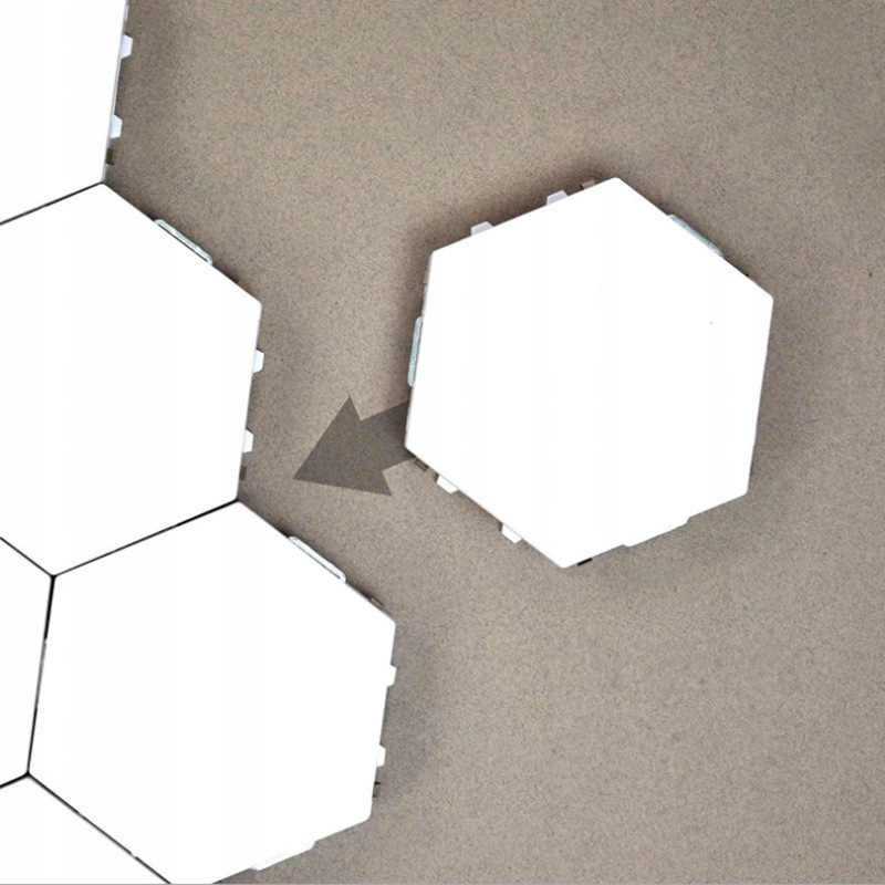 ZESTAW 8 SZTUK LAMPA LED NA ŚCIANĘ HEXAGON SZEŚCIOKĄT BIAŁA DOTYK Kwantowa - obrazek 8