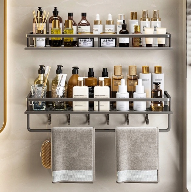 PÓŁKA KUCHENNA Pojedyncza Haczyki Łazienkowa PRYSZNICOWA METALOWA Alu 60cm - obrazek 7