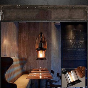 LAMPA ŚCIENNA DREWNIANA KINKIET ŻELIWNY LOFT GOSPODA VINTAGE OZDOBNA E27 - miniatura 8