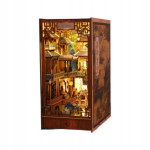 DIY Drewniane PUZZLE 4D OŚWIETLENIE ULICZKA PODPÓRKA NA PÓŁKĘ DO KSIĄŻEK - miniatura 2