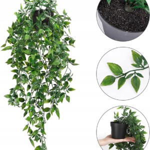 Zestaw 3 Sztucznych ROŚLINA Komplet WISZĄCY 90cm REALISTYCZNE DOM BIURO XL - miniatura 11