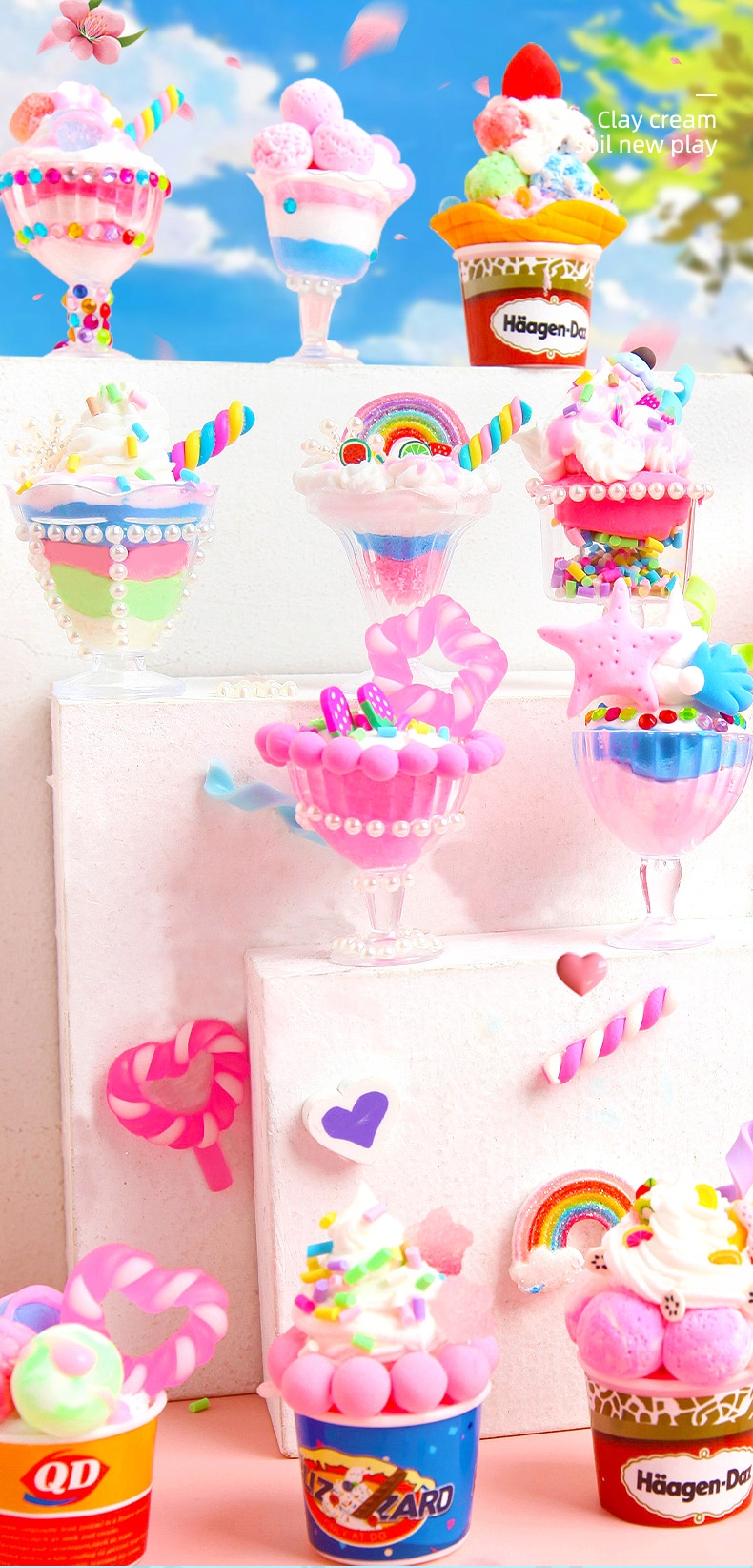 Zabawka DIY KOLOROWE DESERY LODY POSYPKI Zrób to Sam SENSORYCZNA XL ZESTAW - obrazek 7