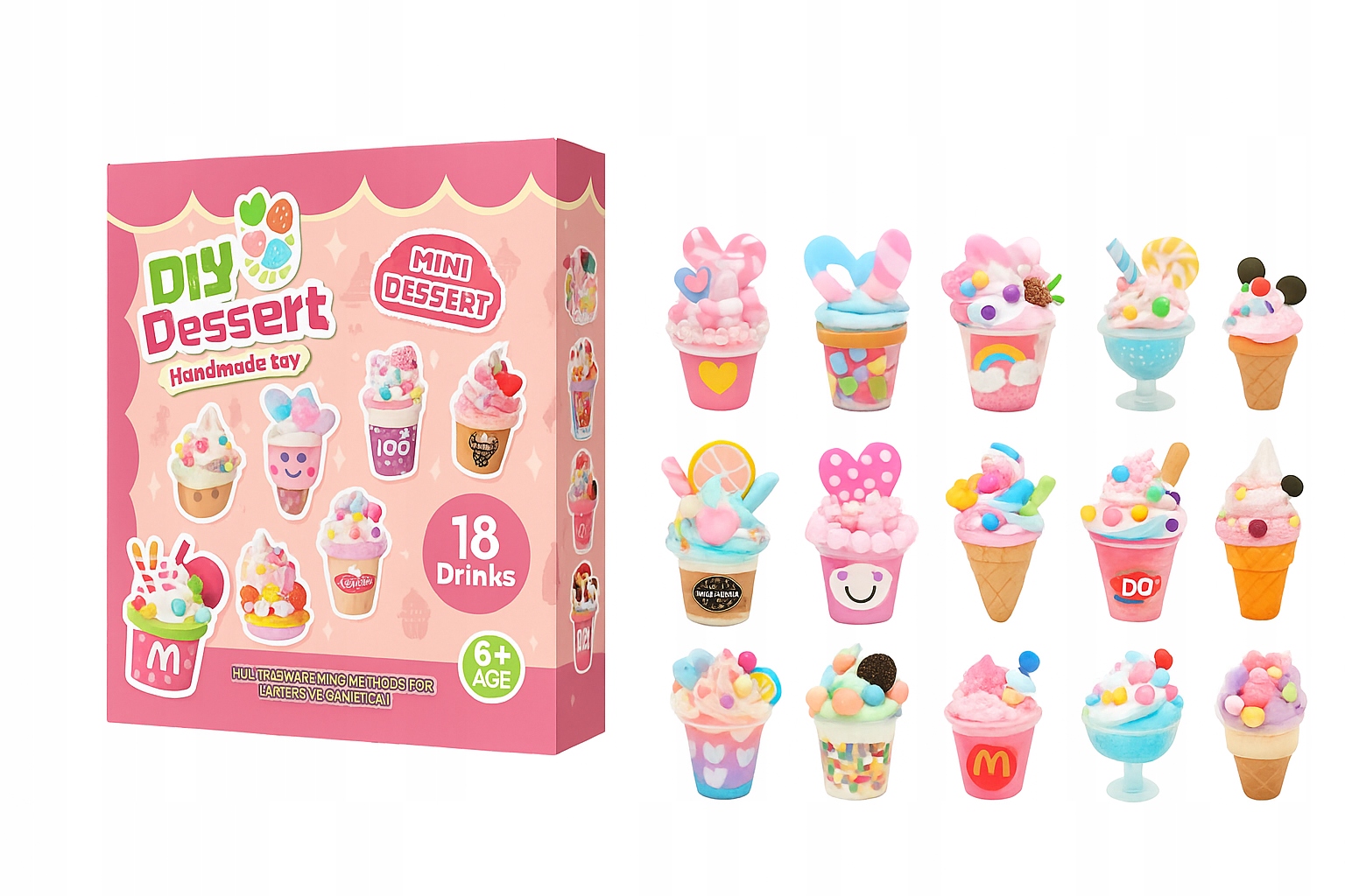 Zabawka DIY KOLOROWE DESERY LODY POSYPKI Zrób to Sam SENSORYCZNA XL ZESTAW