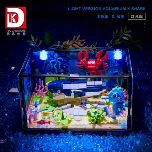 Klocki AKWARIUM Rekin Krab ZESTAW KLOCKÓW Z RYBKAMI Podwodny Świat LED - miniatura 11