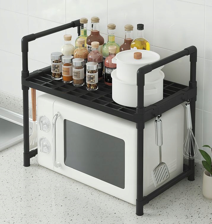 PÓŁKA KUCHENNA pod mikrofalówkę SZAFKA ORGANIZER CZARNA 2poziomy 48cm REGAŁ - obrazek 8