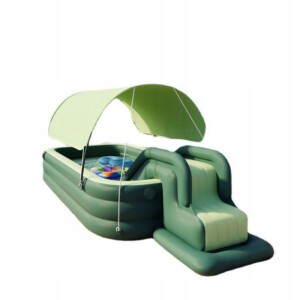 BASEN OGRODOWY DLA DZIECI ZJEŻDŻALNIA MARKIZA POMPKA WODNY PLAC ZABAW 210CM - miniatura 2