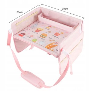 STOLIK ORGANIZER SAMOCHODOWY DLA DZIECI DO FOTELIKA RÓŻOWY WODOODPORNY - miniatura 12