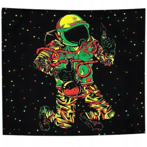 Dekoracja ŚCIENNA UV OBRAZ Fluorescencyjny GOBELIN ODBLASK 150cm Kosmonauta