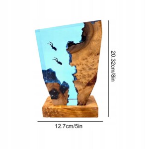 Lampka NOCNA Nurkowie PODWODNA Dekoracyjna DREWNIANA + ŻYWICA EPOKSYDOWA - miniatura 2