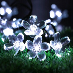 Lampki SOLARNE Ogrodowe KOMPLET 5metrów 20 LED Kwiatki ZIMNE BIAŁE Ozdobne - miniatura 9