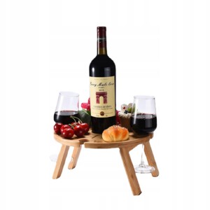 SKŁADANY STOLIK STÓŁ PIKNIKOWY DO PRZEKĄSEK SERÓW WINA PRZYSTAWEK DREWNIANY - miniatura 4