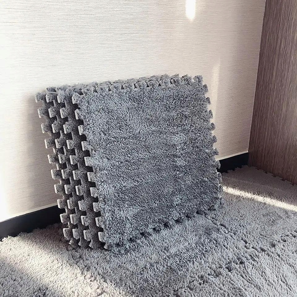 Puzzle na podłogę PLUSZOWA Piankowe DYWAN MATA Aksamitna DZIECI 30cm SZARA - obrazek 14