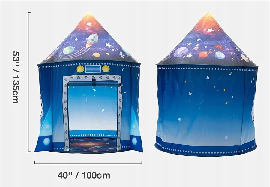 NAMIOT DLA DZIECI DO POKOJU DOMU OGRODU STATEK KOSMICZNY RAKIETA 135x100cm - obrazek 7