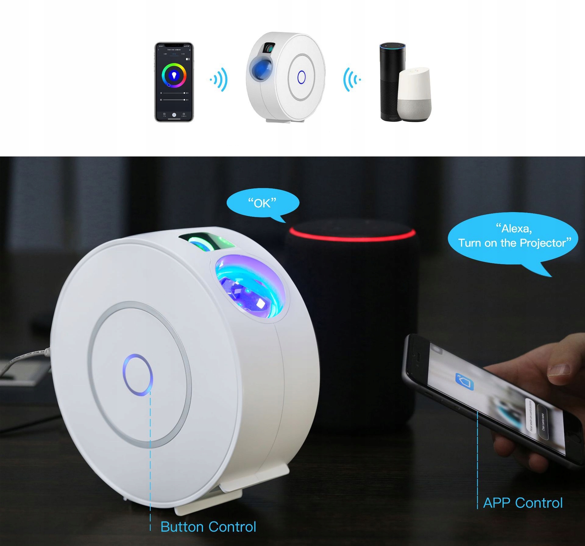 Projektor GWIAZD SMART Google TUYA MGŁAWICE LASER - zdjęcie 10