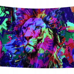 Dekoracja ŚCIENNA UV OBRAZ Fluorescencyjny GOBELIN ODBLASK 150x150cm XL Lew - miniatura 1