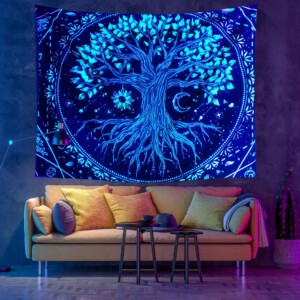 Dekoracja ŚCIENNA UV OBRAZ Fluorescencyjny GOBELIN ODBLASK 150x150cm Oczy - miniatura 13