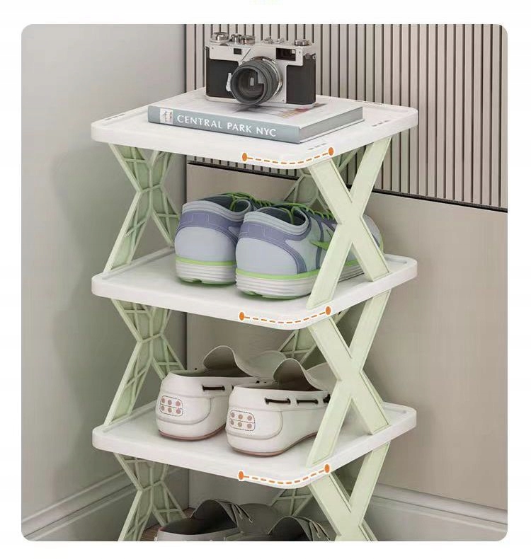 STOJAK Organizer Szafka na BUTY 6 poziomów ROZKŁADANA Zielona POJEMNA Moduł - obrazek 4