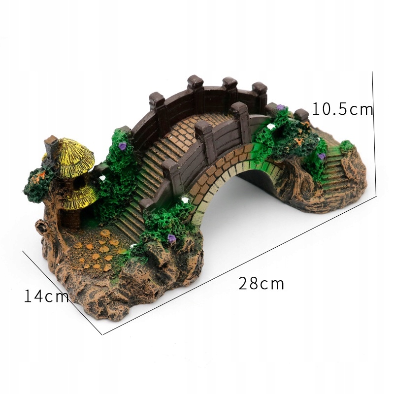 DEKORACJA DO AKWARIUM OZDOBA AKWARIOWA PIĘKNY MOST DO AKWARIUM XXL 28cm - obrazek 4