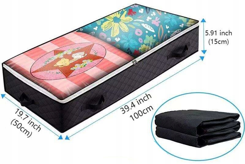 POKROWIEC NA POŚCIEL do PRZECHOWYWANIA Poduszki KOCE Pod ŁOŻKO 100x50x18cm - zdjęcie 7