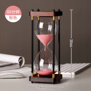 KLEPSYDRA SZKLANO DREWNIANA RETRO 60 MINUT XXL 25x10cm CZERWONA PREZENT - miniatura 4