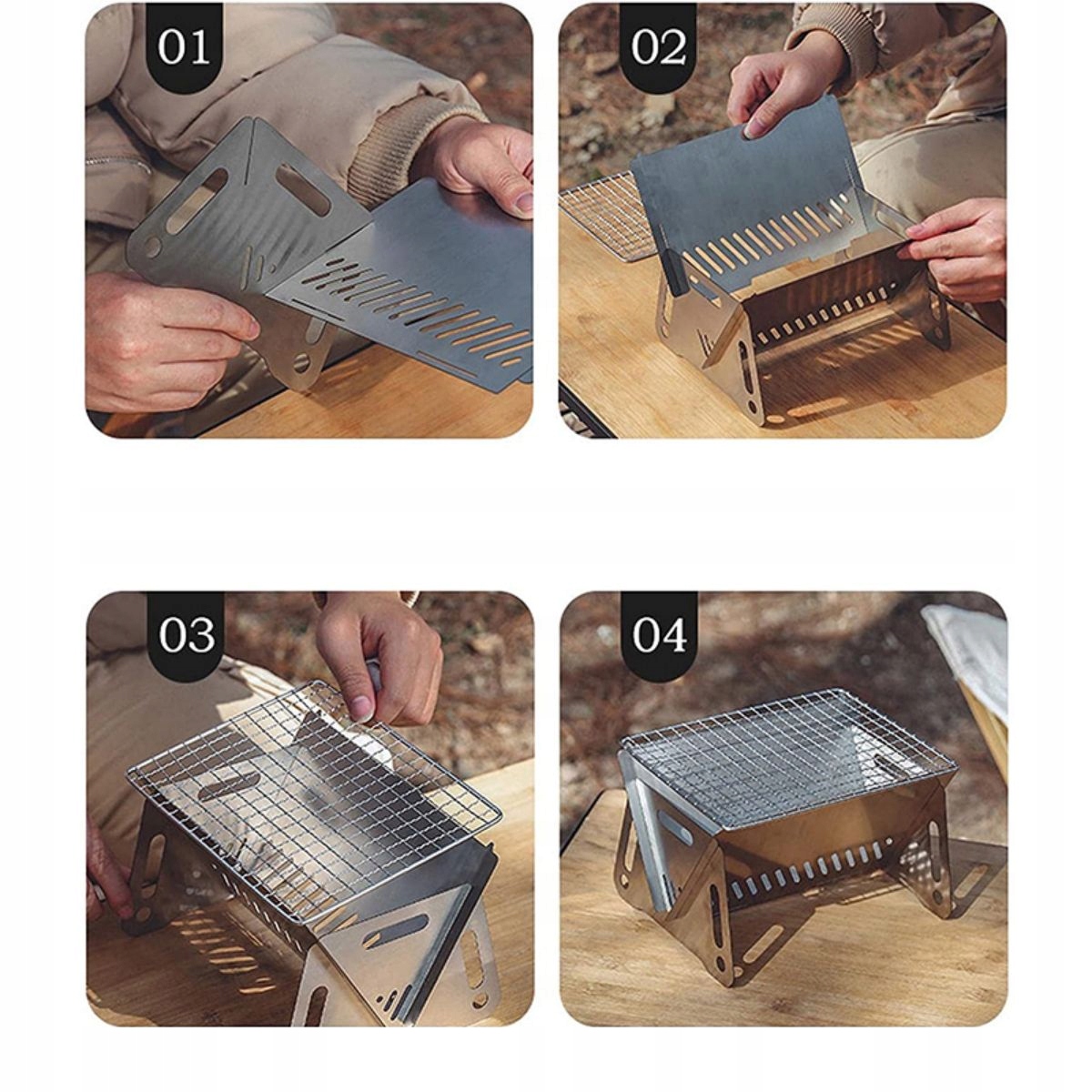 Grill PALENISKO Ogrodowe MAŁY PORĘCZNY Kempingowy TURYSTYCZNY +ETUI THICK - obrazek 5