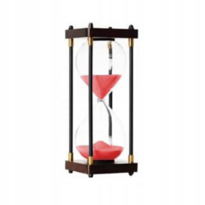 KLEPSYDRA SZKLANO DREWNIANA RETRO 60 MINUT XXL 25x10cm CZERWONA PREZENT - miniatura 2