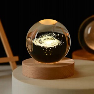 SZKLANA KULA Lampka NOCNA 6cm Zasilana na USB dla DZIECI POKOJU Galaktyka - miniatura 2
