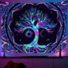 Dekoracja ŚCIENNA UV OBRAZ Fluorescencyjny GOBELIN ODBLASK 150x150cm Drzewo - miniatura 2