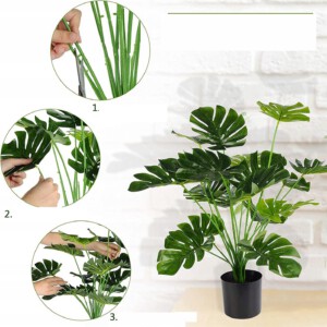 SZTUCZNA Roślina MONSTERA DELICIOSA 50-75 cm DUŻA Ozdoba REALISTYCZNA XL - miniatura 2