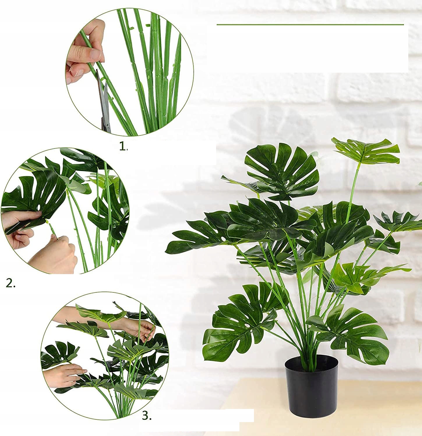 SZTUCZNA Roślina MONSTERA DELICIOSA 50-75 cm DUŻA Ozdoba REALISTYCZNA XL - zdjęcie 2