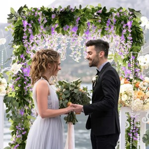 SZTUCZNA Roślina PNĄCZE 200 cm ŚLUB WESELE Dekoracja PIĘKNA KWIATY BRAMKA - miniatura 6