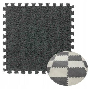Puzzle na podłogę PLUSZOWA Piankowe DYWAN MATA Aksamitna DZIECI 30cm SZARA