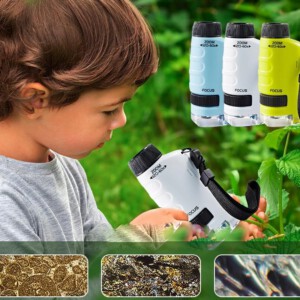 Mikroskop MOBILNY Lampka LED STEM dla DZIECI 60X-120X Zabawka EDUKACYJNA - miniatura 5