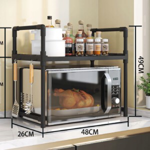 PÓŁKA KUCHENNA pod mikrofalówkę SZAFKA ORGANIZER CZARNA 2poziomy 48cm REGAŁ - miniatura 10