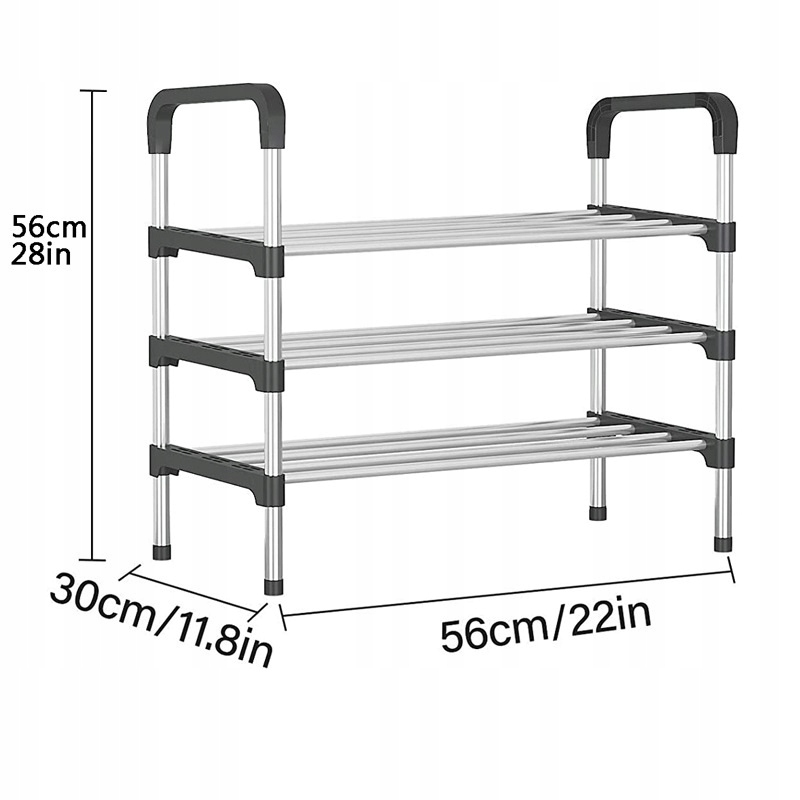 STOJAK Organizer Szafka na BUTY 3 poziomy METALOWA - obrazek 2