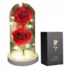 WIECZNA Róża PODWÓJNA W SZKLE Świecąca LED PREZENT - miniatura 1