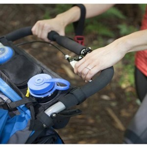 Uchwyt ORGANIZER do WÓZKA DZIECIĘCEGO Butelki TORBA Podwójny SZEROKI Czarny - miniatura 4