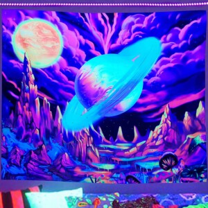Dekoracja ŚCIENNA UV OBRAZ Fluorescencyjny GOBELIN ODBLASK 150cm XL Planeta - miniatura 2
