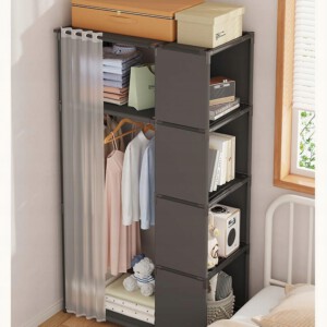 SZAFA Modułowa SKŁADANA Wieszak GARDEROBA na UBRANIA Metalowa 163x45x71 cm - miniatura 4