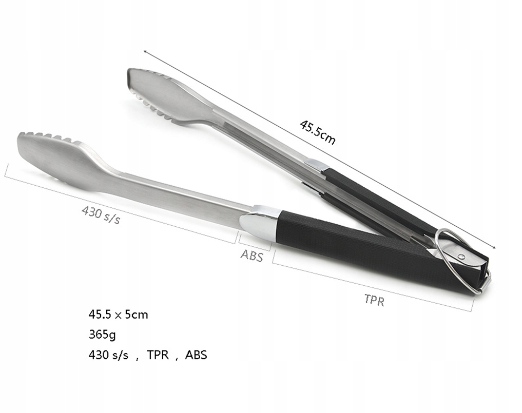 SZCZYPCE DO GRILLA Stal 430 NIERDZEWNA XXL 45cm - zdjęcie 9