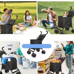 Wózek ZAKUPOWY na Zakupy PSA PCHANY DO PRZODU STABILNY SENIORA 4kołowy DUŻY - miniatura 6