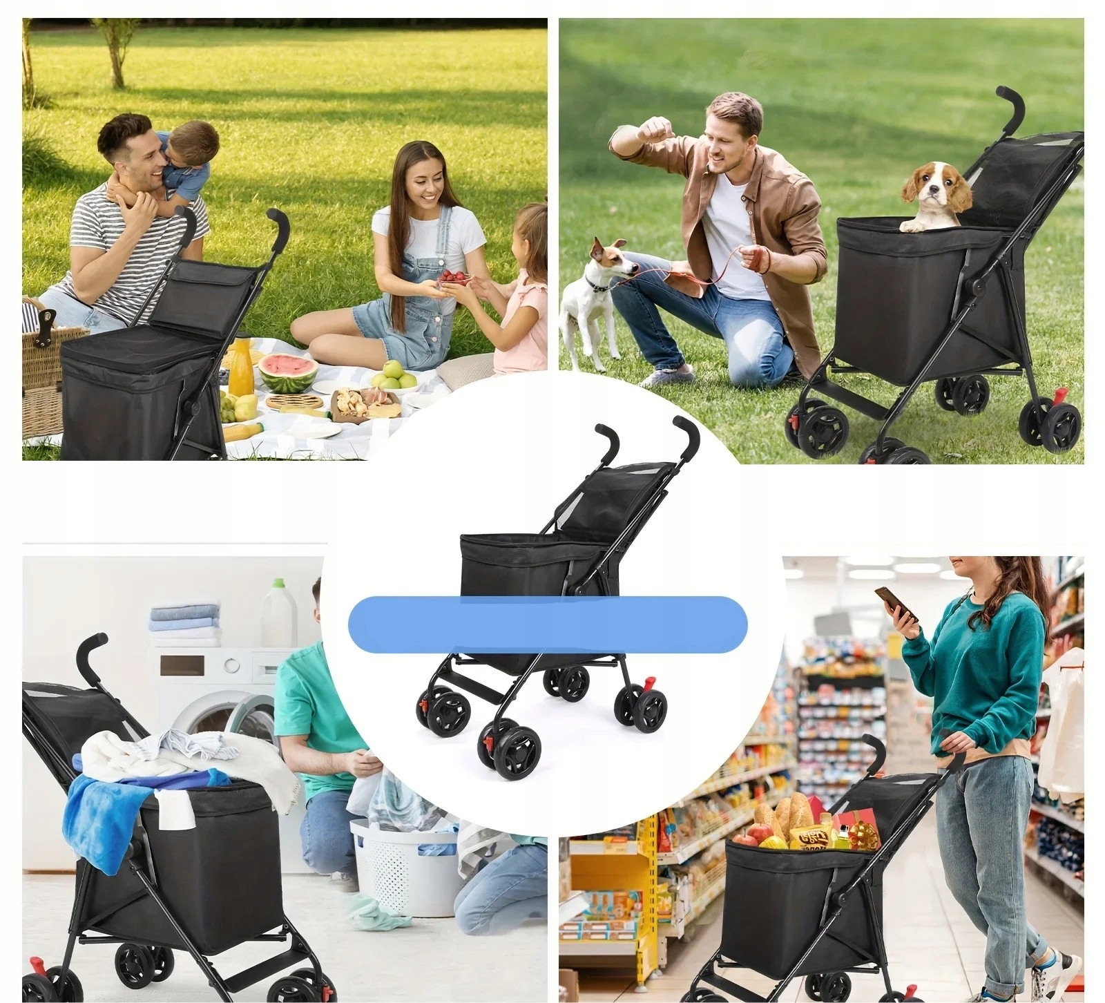 Wózek ZAKUPOWY na Zakupy PSA PCHANY DO PRZODU STABILNY SENIORA 4kołowy DUŻY - obrazek 6