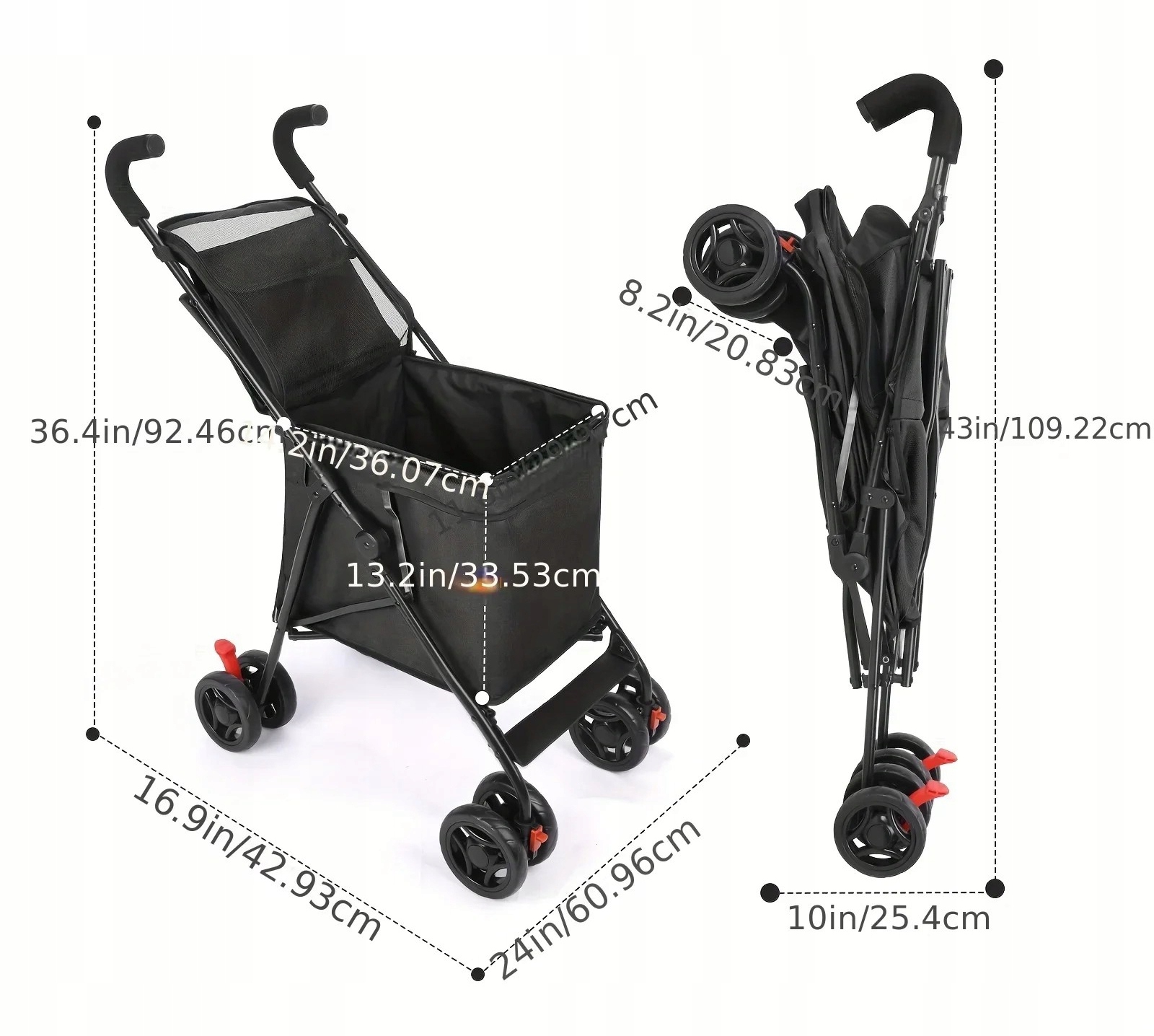 Wózek ZAKUPOWY na Zakupy PSA PCHANY DO PRZODU STABILNY SENIORA 4kołowy DUŻY - obrazek 8