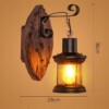 LAMPA ŚCIENNA DREWNIANA KINKIET ŻELIWNY LOFT GOSPODA VINTAGE OZDOBNA E27 - miniatura 6