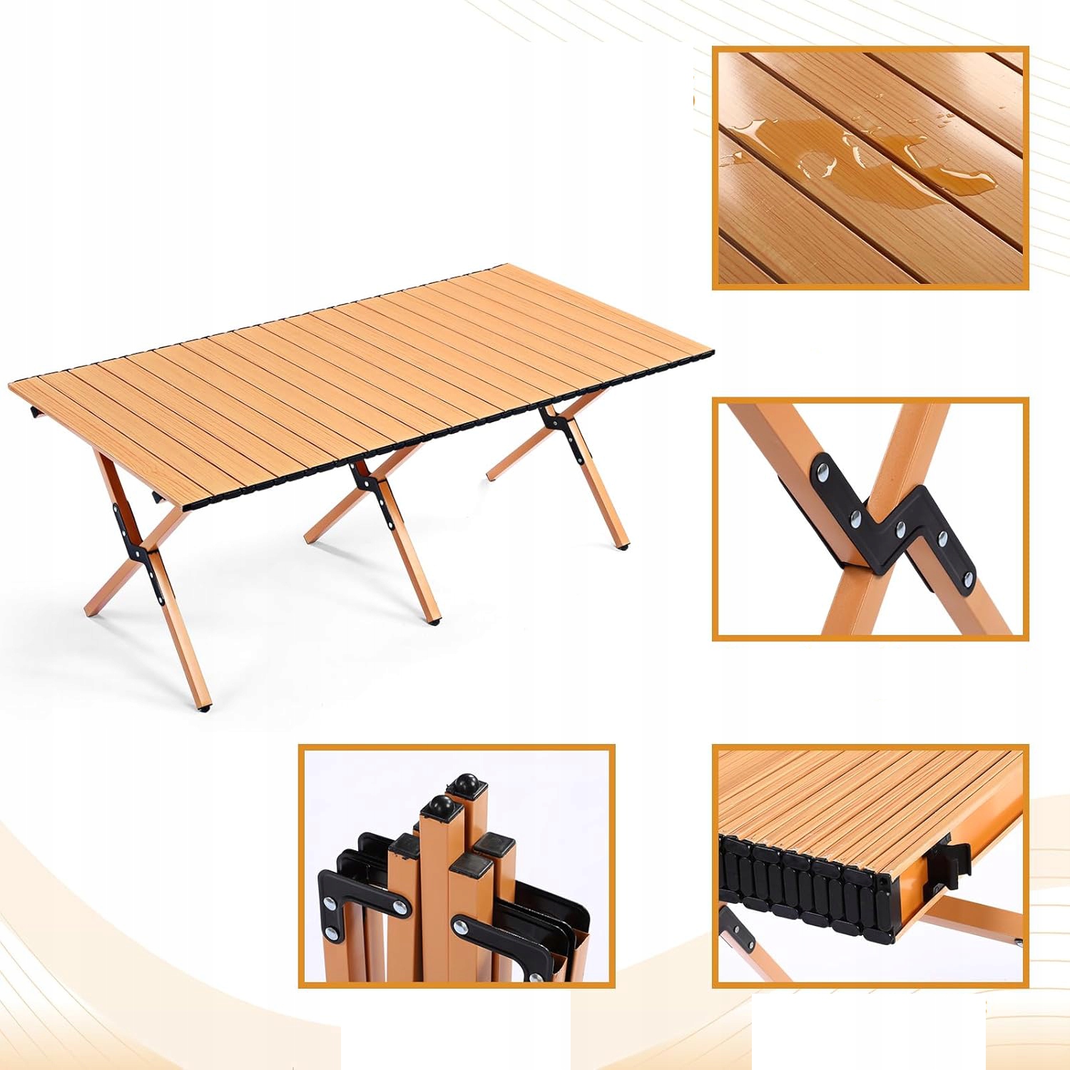 Stół OGRODOWY 60x90cm ŁADNY ODPORNY Kempingowy TORBA MOCNY STABILNY CZARNY - obrazek 7